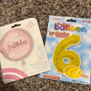 Pink Happy Birthday Balloon 
Gold birthday 6 balloon